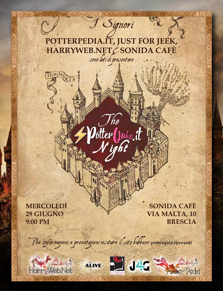 ​ La prima PotterQuiz.it Night sarà a Brescia il 29 Giugno